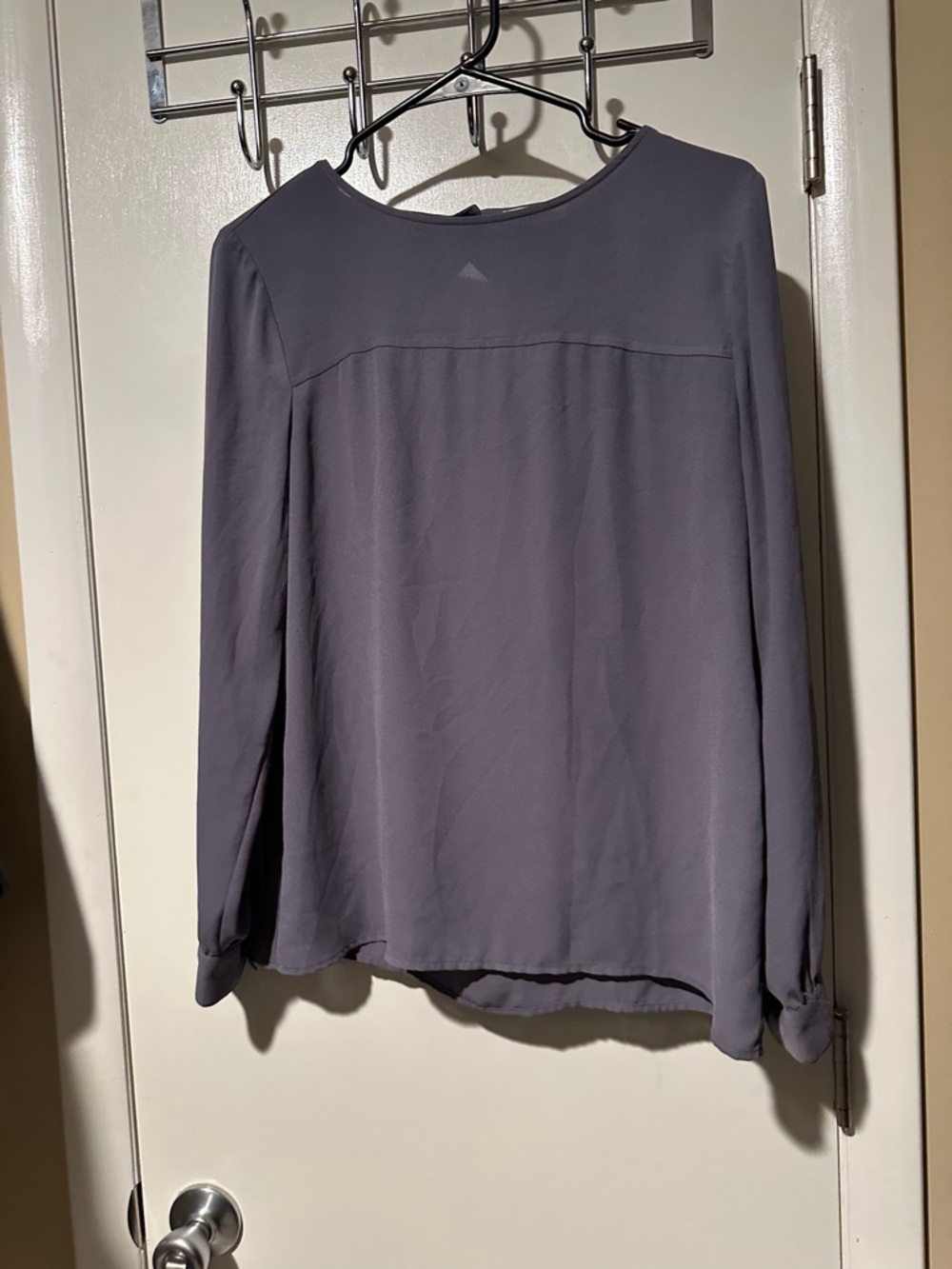 LOFT dark purple Long Sleeve Blouse
